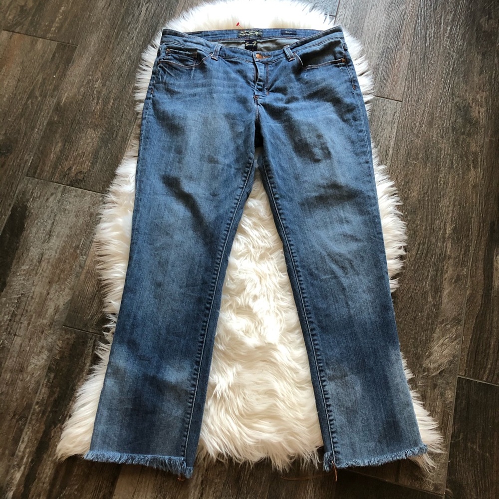 Seven7 Slim Jeans 32 Raw Hem Front leg whiskering